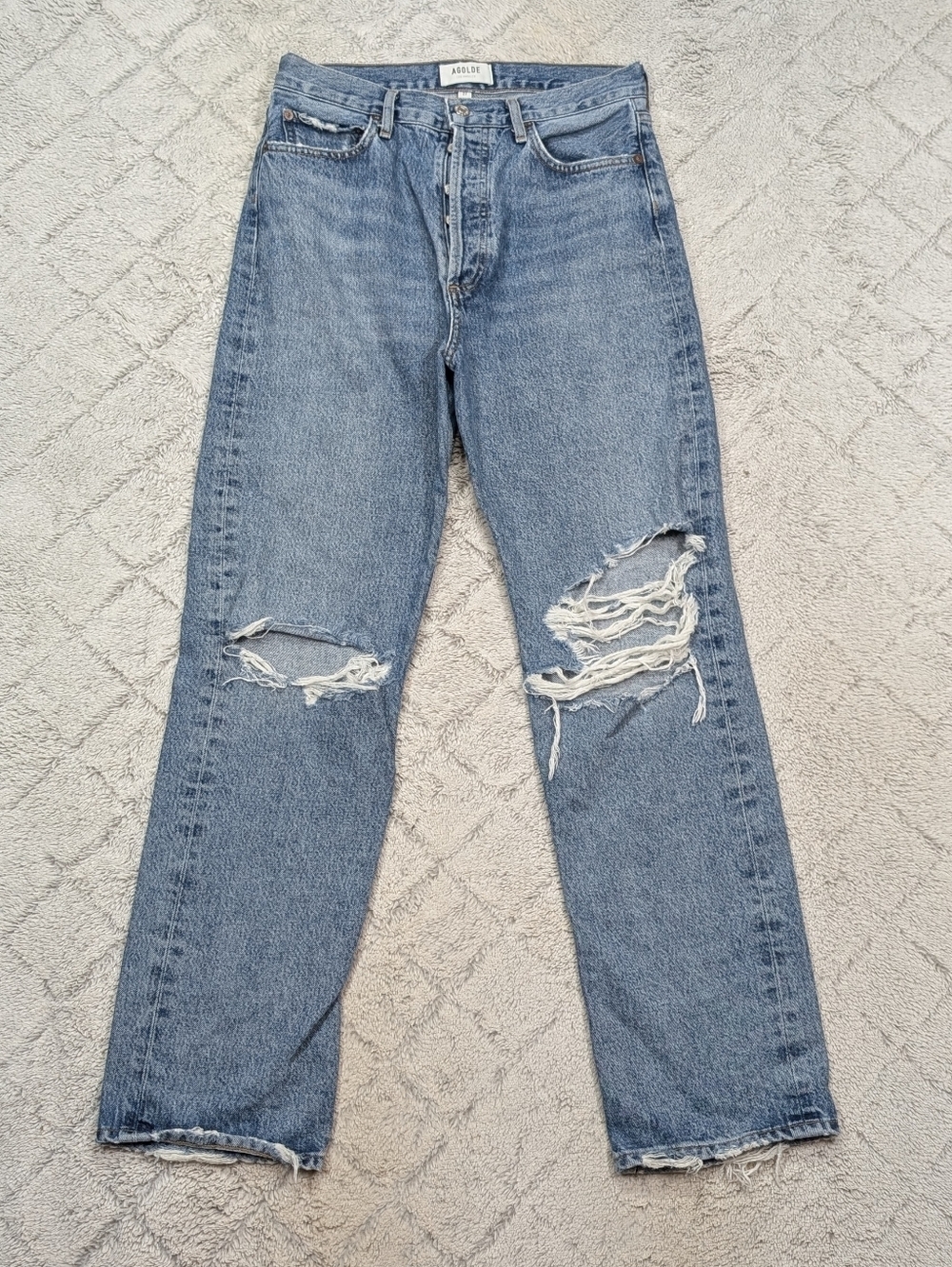 Agolde Jeans Womens 27 Blue Backdrop 90s Pinch Waist Straight Distressed Hi Rise